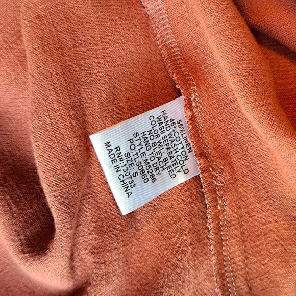 Umgee Dress Coral Loose Fitting Long Sleeve Linen Blend. Size Small - Picture 9 of 9